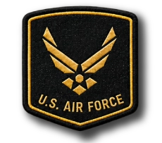 U.S. Air Force embroidered tactical patch with black and gold design
